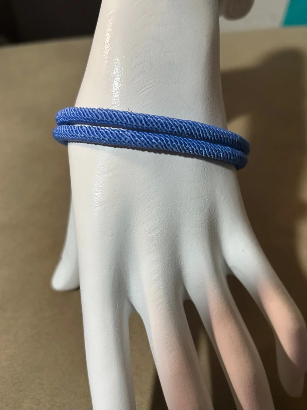 Mens Blue Rope Bracelet with Black Ring Closure